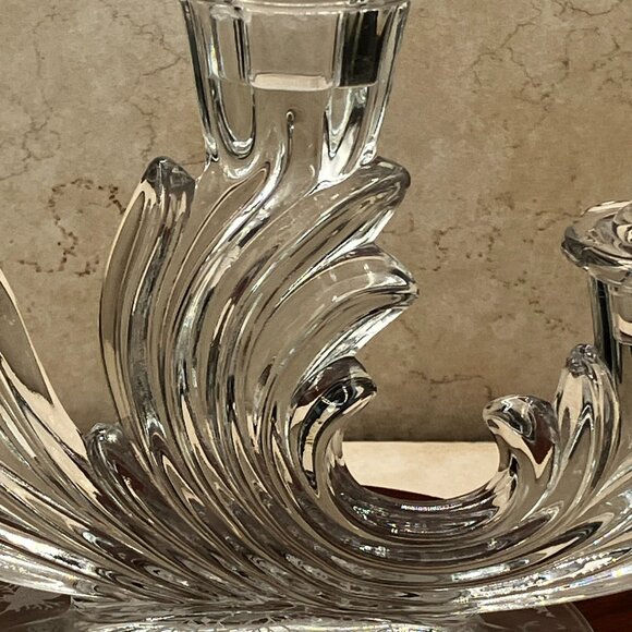 Vintage Fostoria Baroque CHINTZ Triple Tapered Candle Stand 6" Tall #2496 1930's - Picture 6 of 13